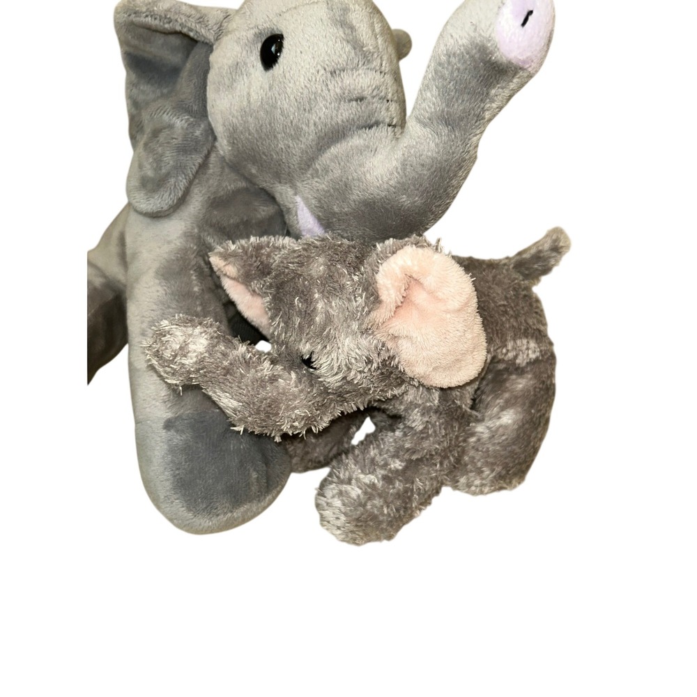 Aurora World Plush Elephant with Hidden Baby Calf Inside  | Safari Nursery Gift